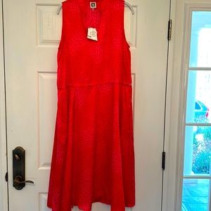 Ann Klein pink red dress NWT 12